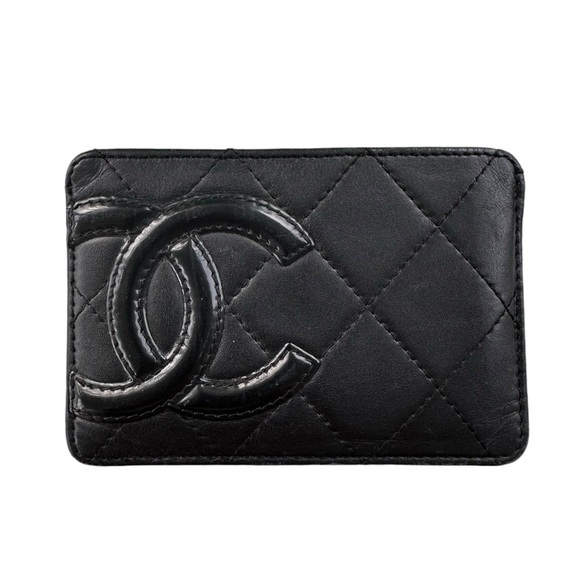 Authentic CHANEL Cambon Black Quilted Smooth Leather & Hot Pink Card Holder - Picture 1 of 14